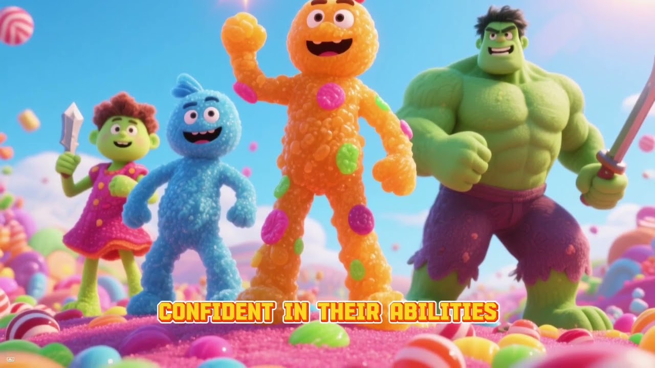 The fight between the sour patch kids and the gummy clusters! Ai funny animations!