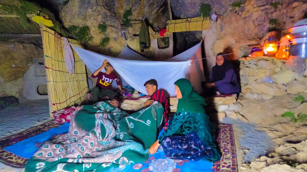 Night adventure of Amir and his family in the cave: the joy of life in the caves of Iran