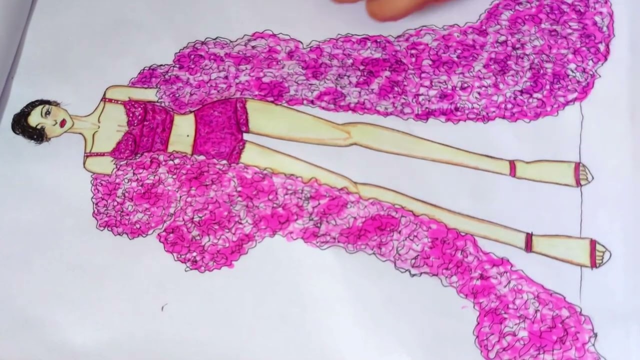 How I Drawing The Beautiful Dress #coloring #foryou #fashionillustraction #tutorial#howtodraw #gigi