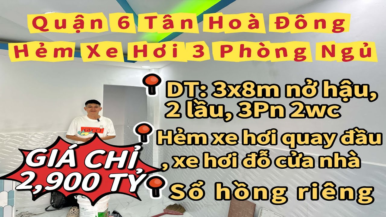 Quận 6 - Nhà đẹp 2 lầu đúc hẻm xe hơi thông đối diện trường học gần chợ và vòng xoay Phú Lâm .