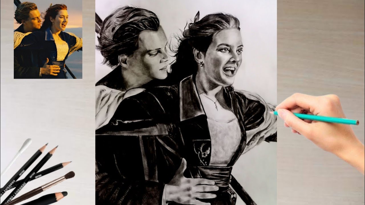 Titanic Rose & Jack ❤️ Full Drawing Process | Emotional Love Story in Art