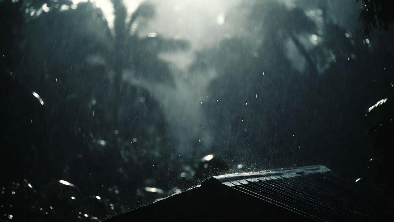 Tempestade noturna em telhado de metal para um sono rápido e reparador