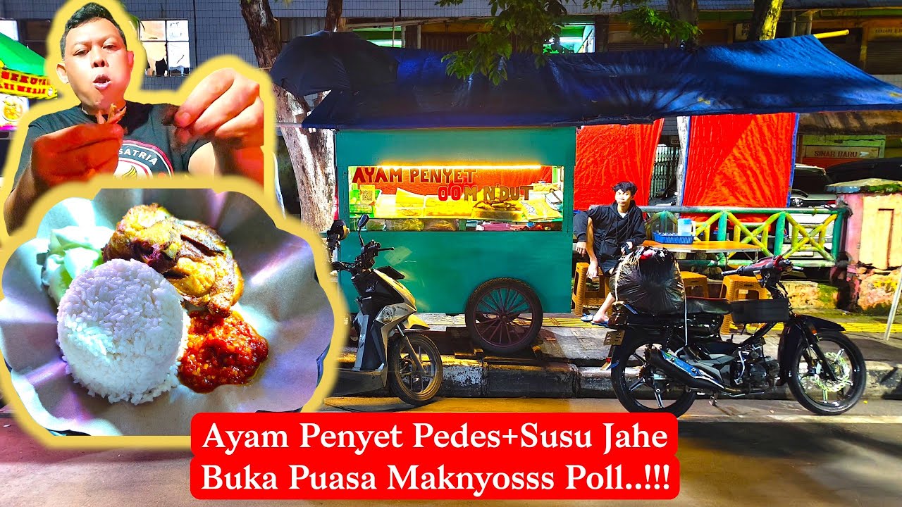 Ayam Penyet Om Ndut+Susu Jahe Merah Pasar Grogol Jakarta Barat:Poll Maknyosss Rasanya‼️