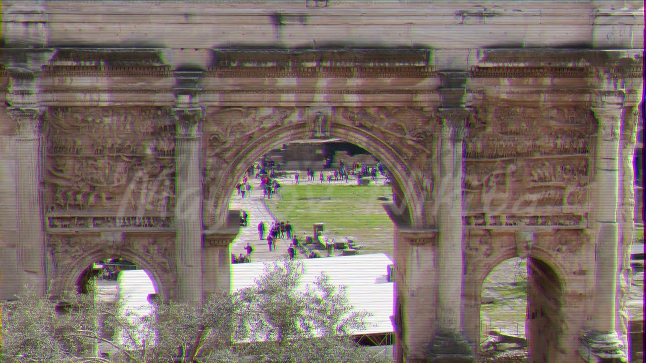 Glitch effect. Septimius Severus Arch, Roman Forum. Rome, Italy