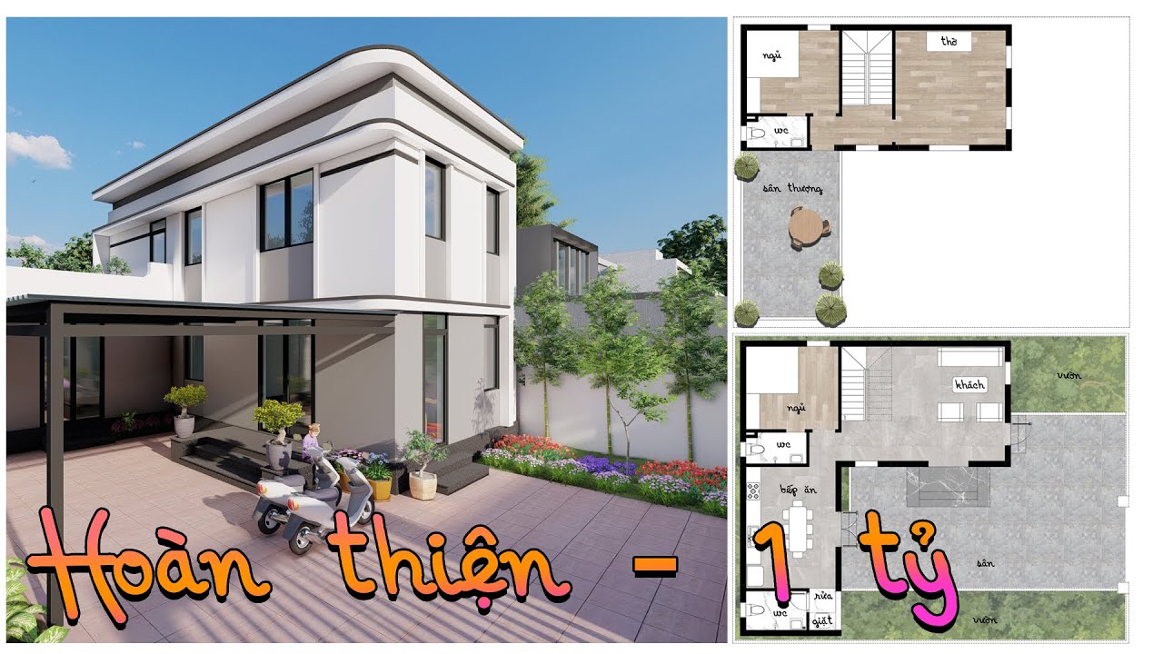 Hoàn thiện 1 tỷ nhà 2 tầng ở quê, diện tích 135m2