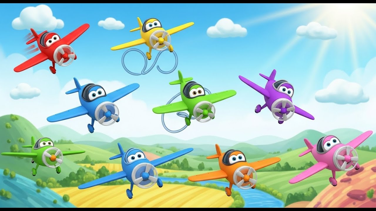 Sete Pequenos Aviões de Brinquedo Zoom, Zoom, Zom | Rimas e Canções Infantis