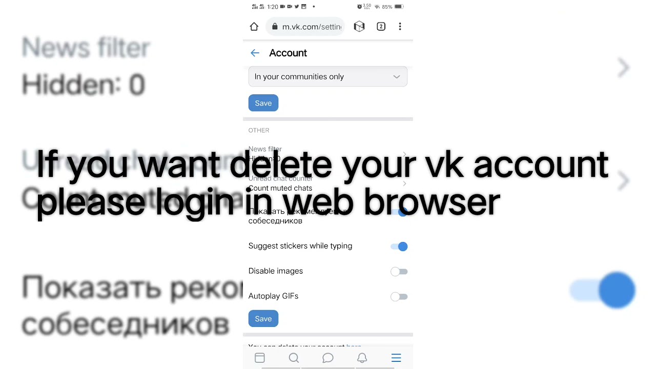 How to delete VK Profile Account