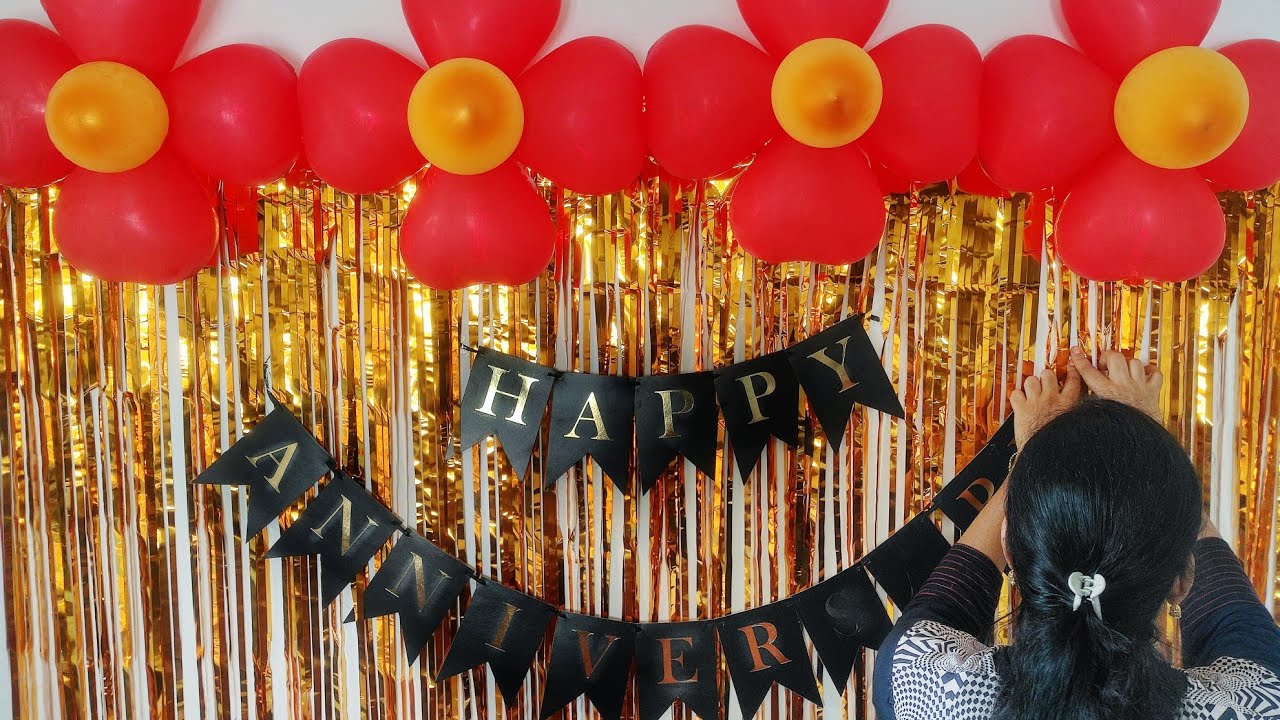 Simple Anniversary Decoration ideas at home ll Anniversary background decoration ideas at home.