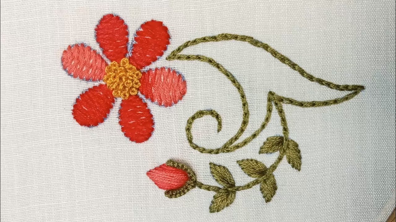 Elegant Hand Embroidery Flower Design | Simple Yet Beautiful Hand Embroidery | All Over Kadhai