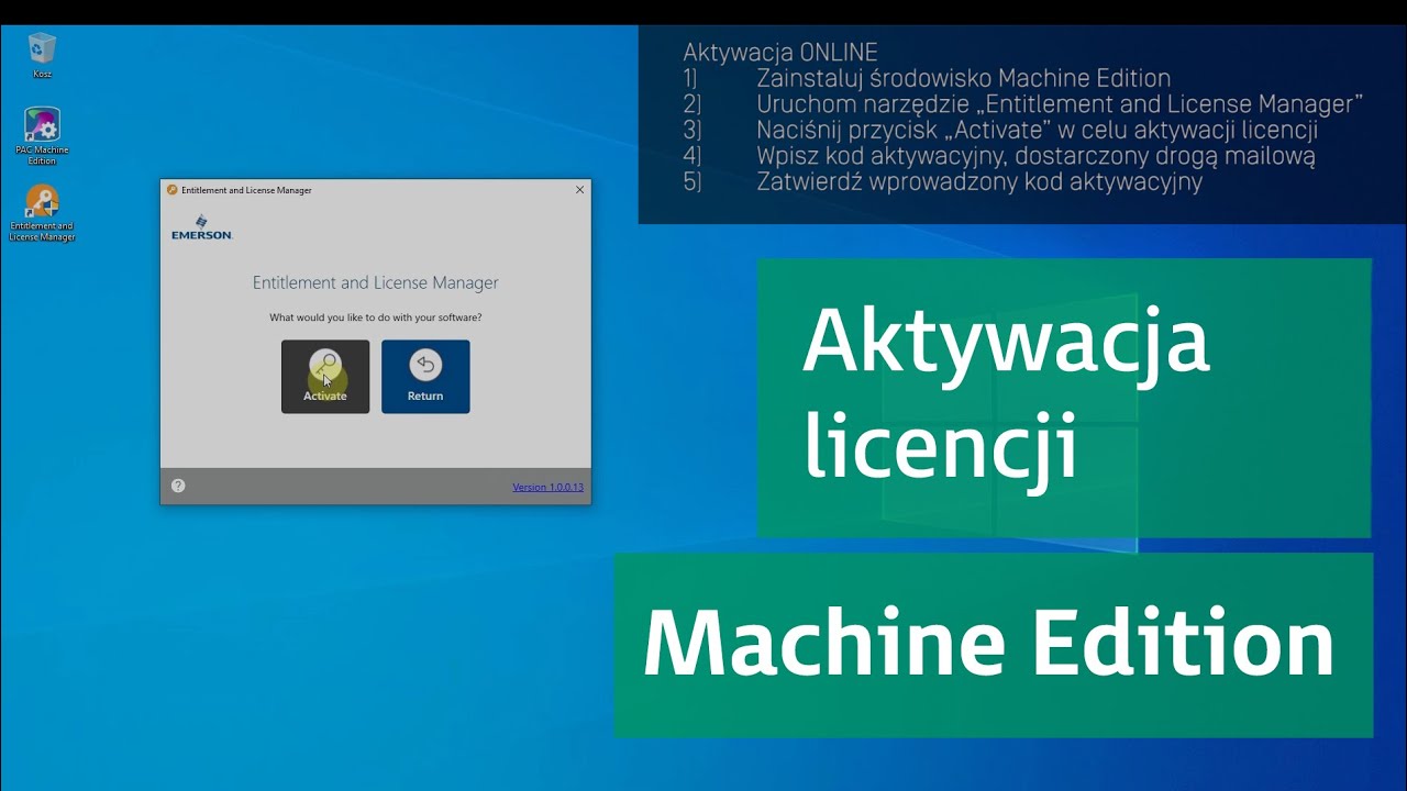 Jak aktywować licencję PAC Machine Edition (od EMERSON)?