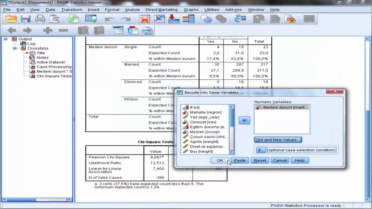 SPSS ile Fisher exact testi