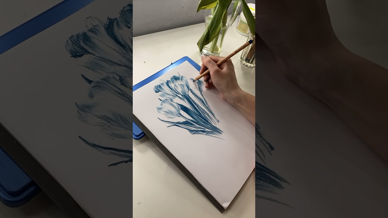 Тюльпаны пастельными карандашами Faber-Castell 
