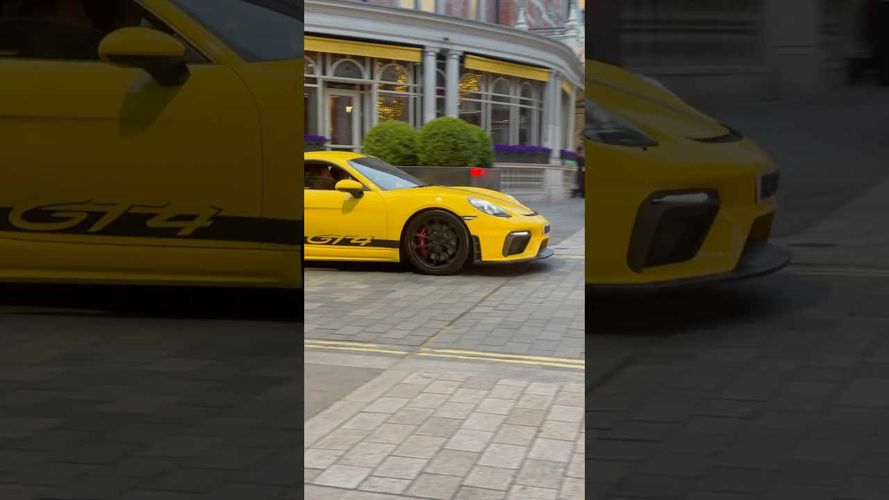 Yellow Porsche GT4 RS seen on mount street London 