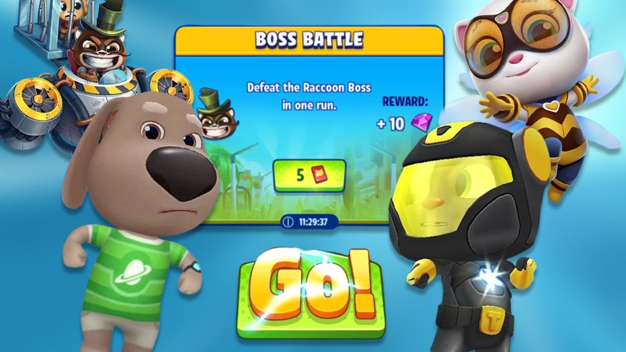 Talking Tom Hero Dash Ultra - Tom, Angela, Ben Vs Full Bosses Rakoonz Walkthrough Gameplay