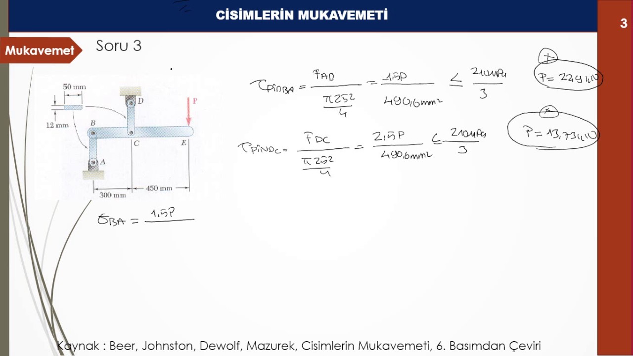 Mukavemet 1 Gerilme Soru Çözümü - Soru3