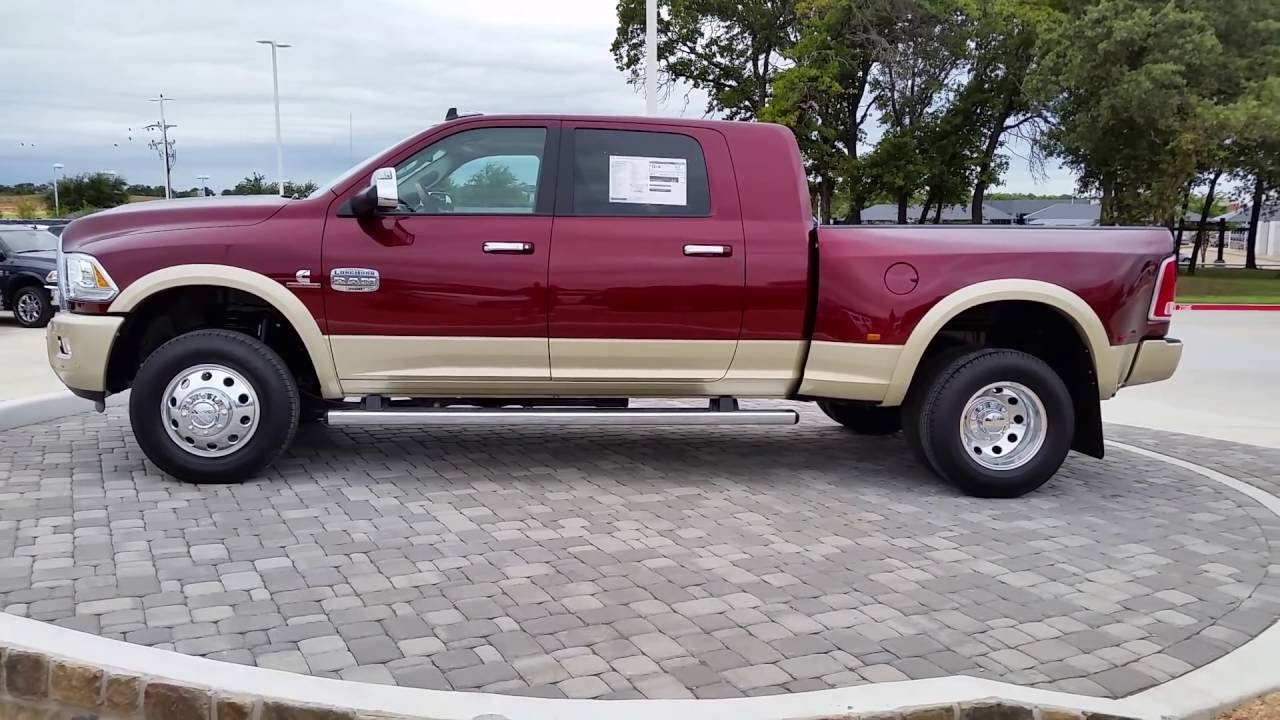 All new 2017 Ram 3500 Laramie Longhorn Mega Cab 4X4 Delmonico Red TDY Sales Granbury DFW Dealer