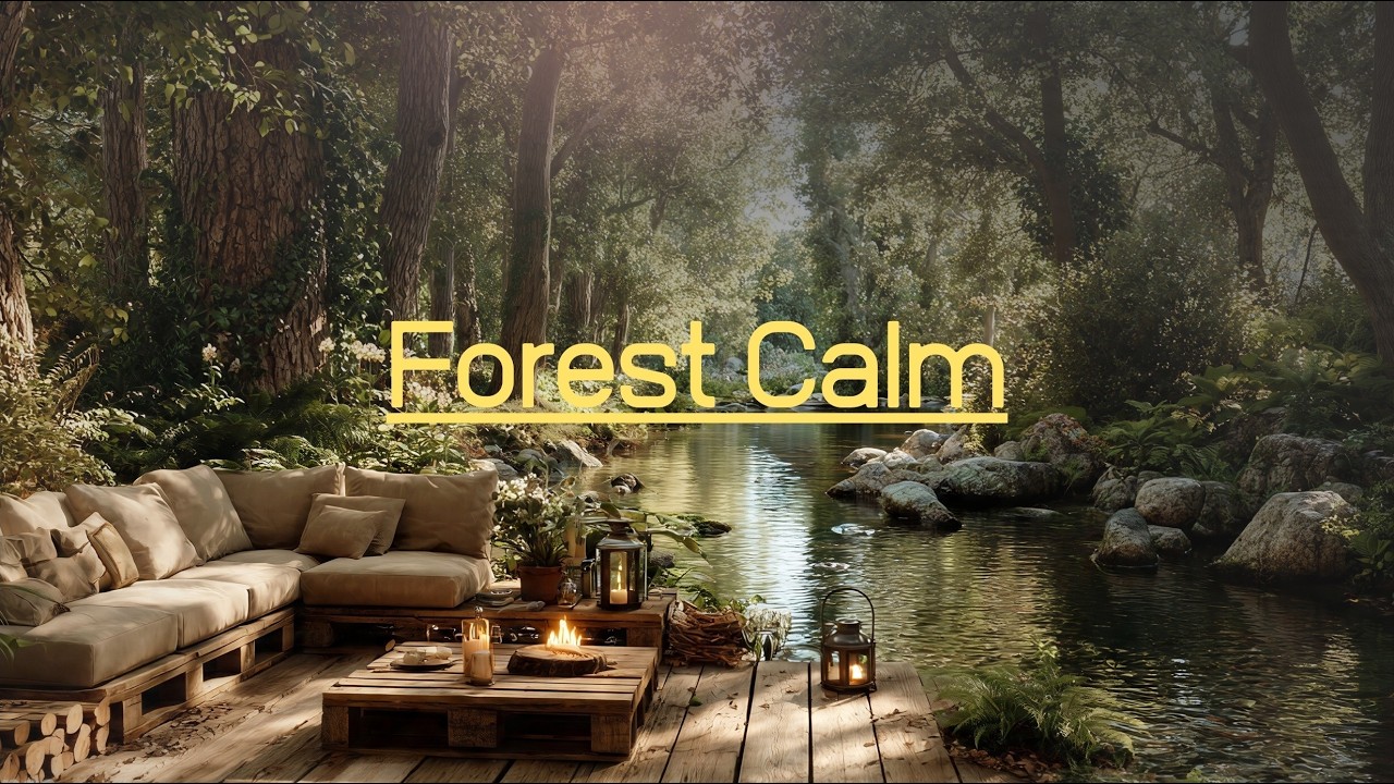Peaceful Forest River Retreat 🌿 4K Nature Ambience | Relaxing Water Sounds & Gentle Fire