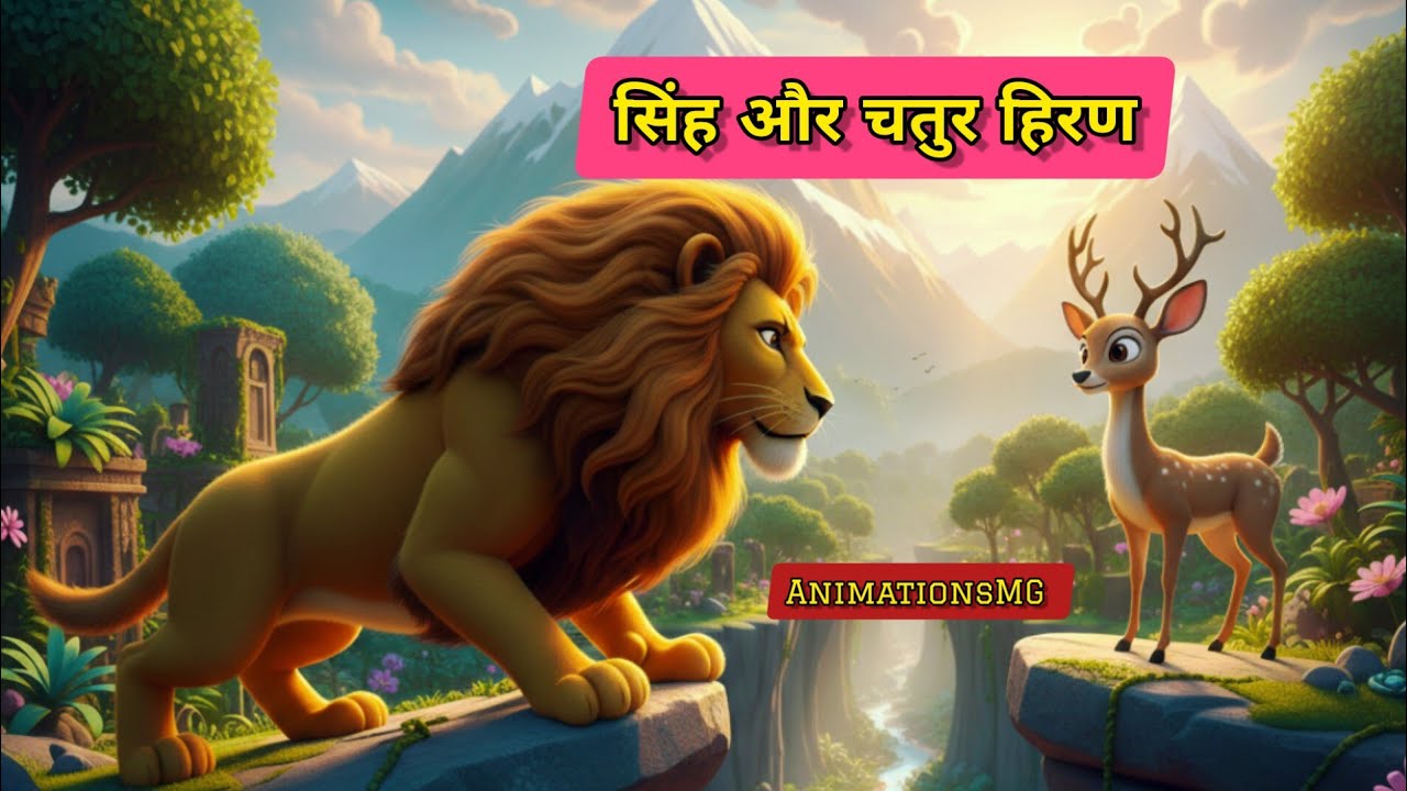 सिंह और चतुर हिरण 😇 #trendingshorts #aivideo #cartoon #animation 
