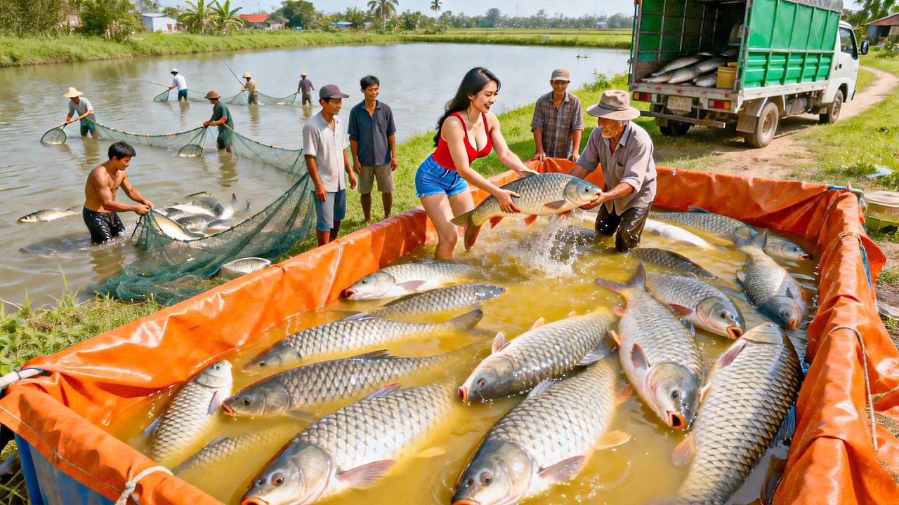 Harvesting Many Giant Fish Go to Market Sell - Use Truck as Fish Tank | Dương Farm TV