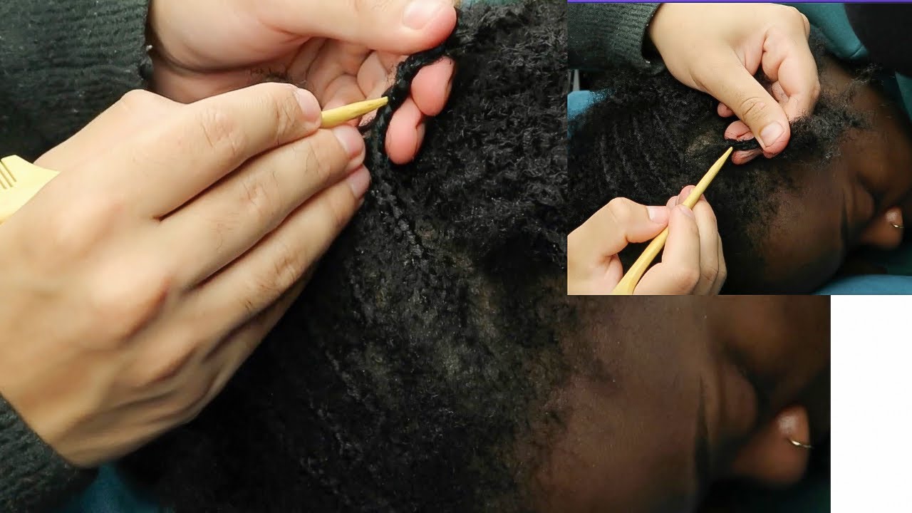 ASMR SUPER-ZOOM Undoing MATTED cornrows for quick sleep 😴