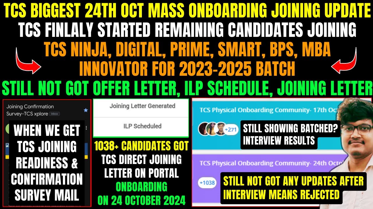 🥳TCS MASS ONBOARDING STARTED | BATCHED, INTERVIEW RESULTS, ILP SCHEDULED, OFFER LETTER, JOINING DATE