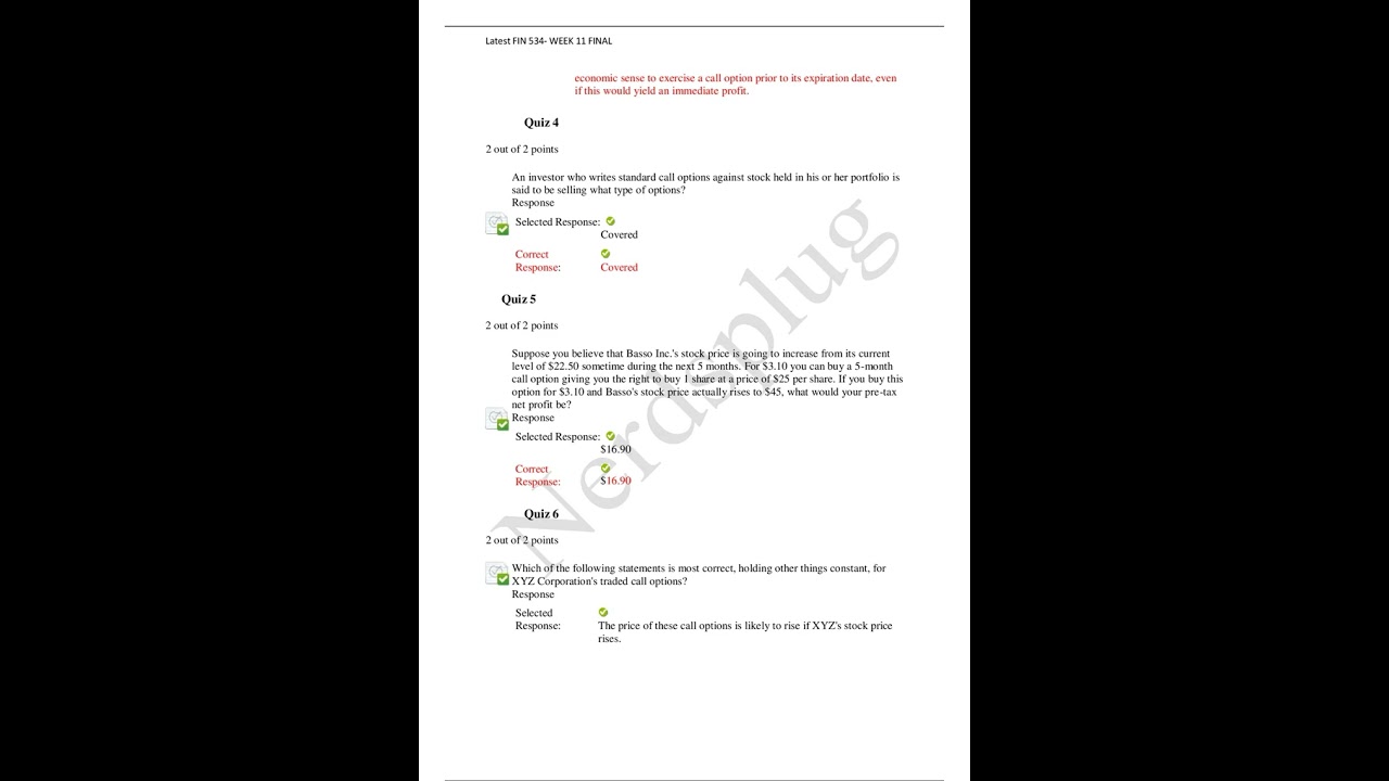 2022 FIN 534 WEEK 11 FINAL EXAM PART 1AND 2UPDATED 2023 WITH 100% ACCURATE AND WELL ELABORATED RESPO