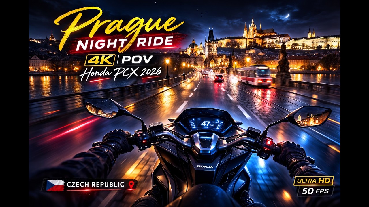 Night Scooter Ride in Prague 4K | Honda PCX POV Czech Republic
