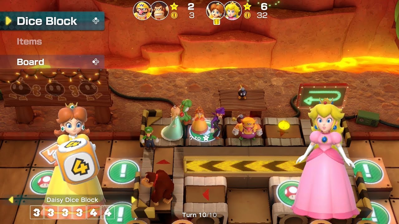 Super Mario Party Partner Party #63 Gold Rush Mine Daisy & Peach vs Wario & Donkey Kong
