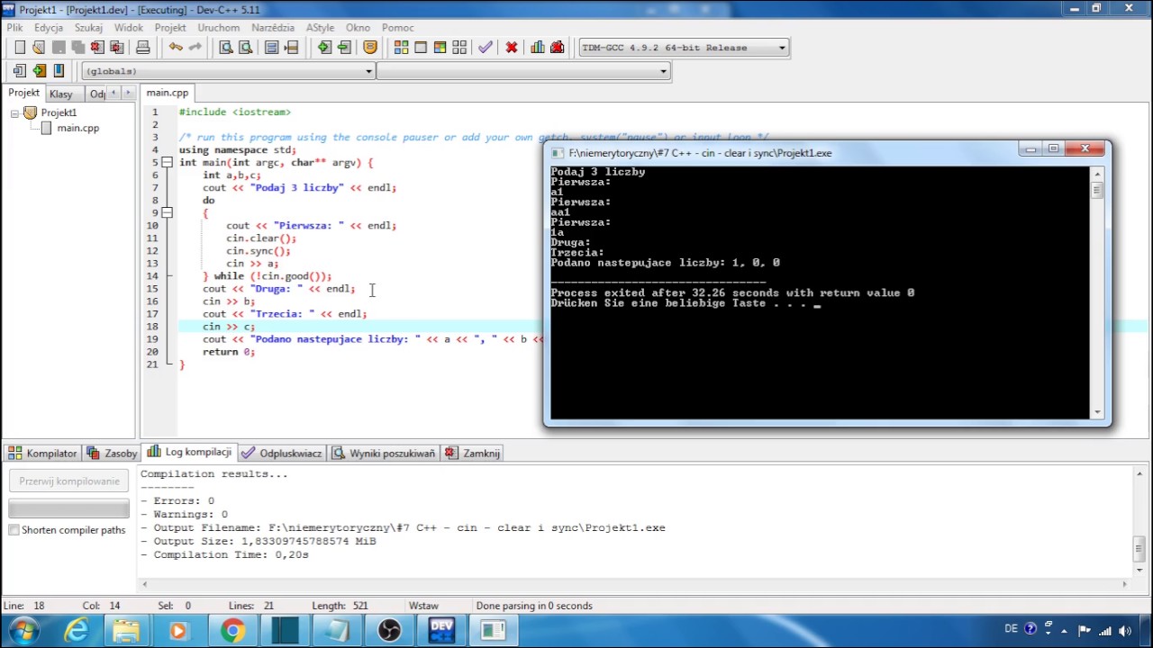 #7 C++ - cin clear i sync