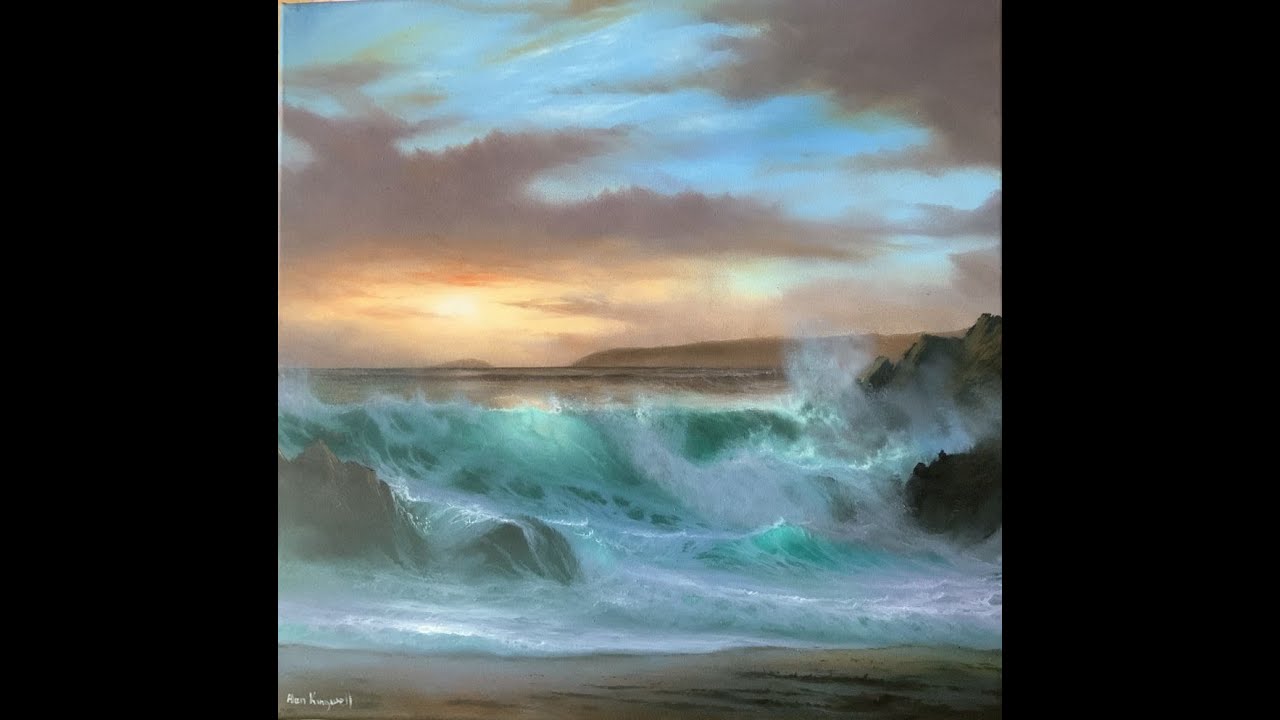 Island Sunset 2  Oil Painting Demo, Seascape by Alan Kingwell