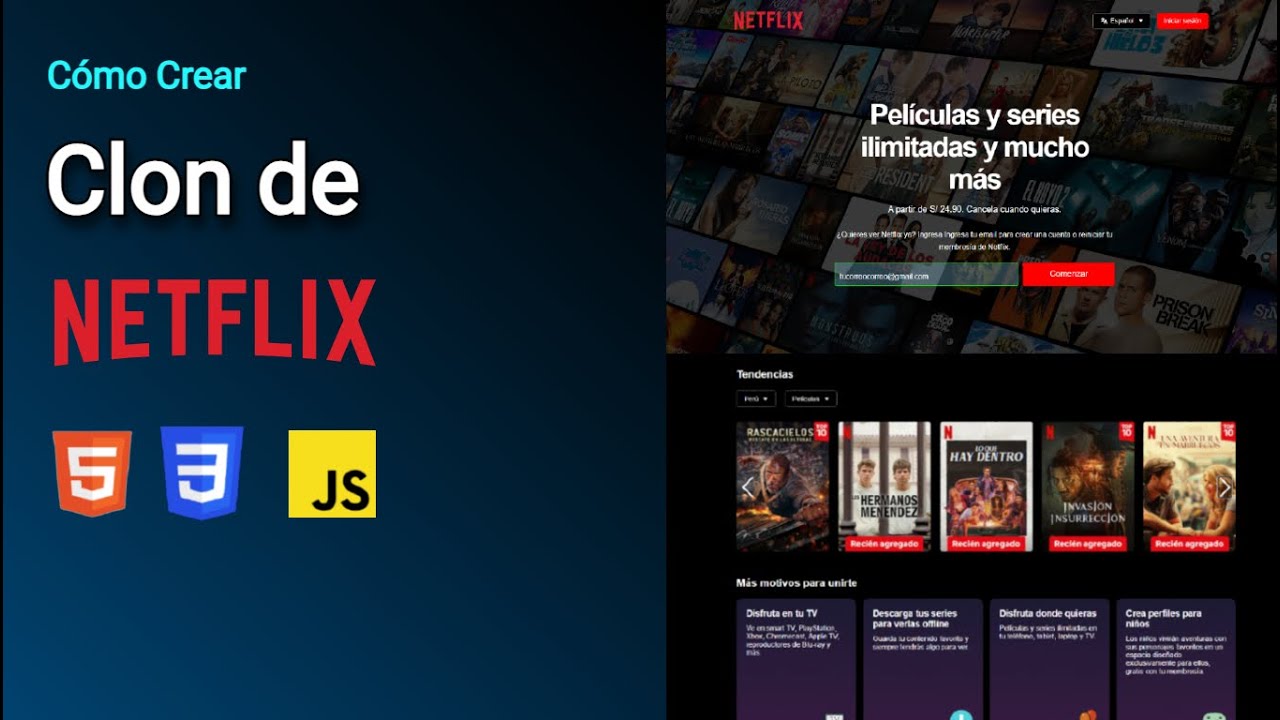 Cómo Crear un Clon de Netflix con HTML CSS y JavaScript | Tutorial desde Cero