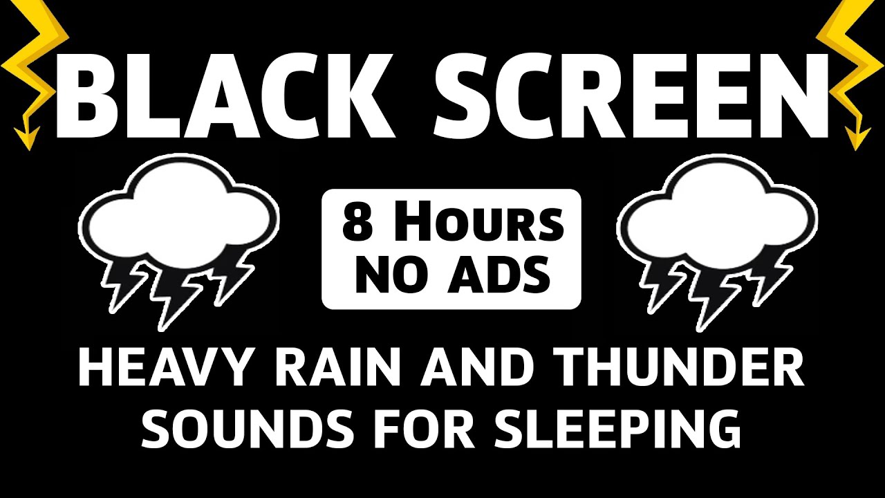 Heavy Rain and Thunder Sound for Sleeping – Black Screen – Night Storm Ambience for Comfort