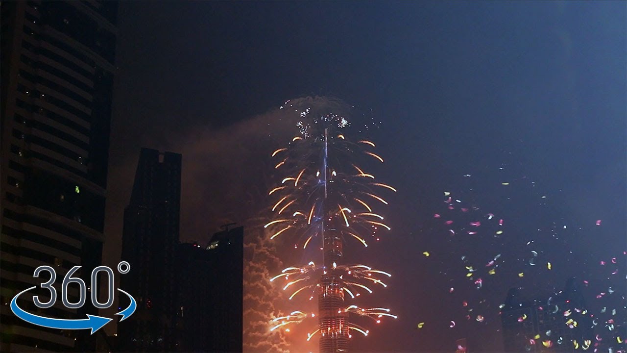 【VR 360°】【UAE 杜拜】散步 in 哈里發塔跨年煙火（Happy New Year at Burj Khalifa）