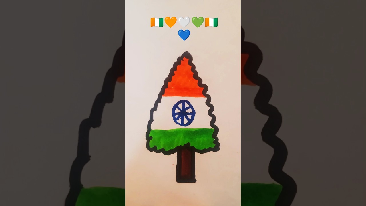 “Tree Shaped Indian Flag Drawing | Easy Independence Day Art for Kids 🇮🇳🌳”