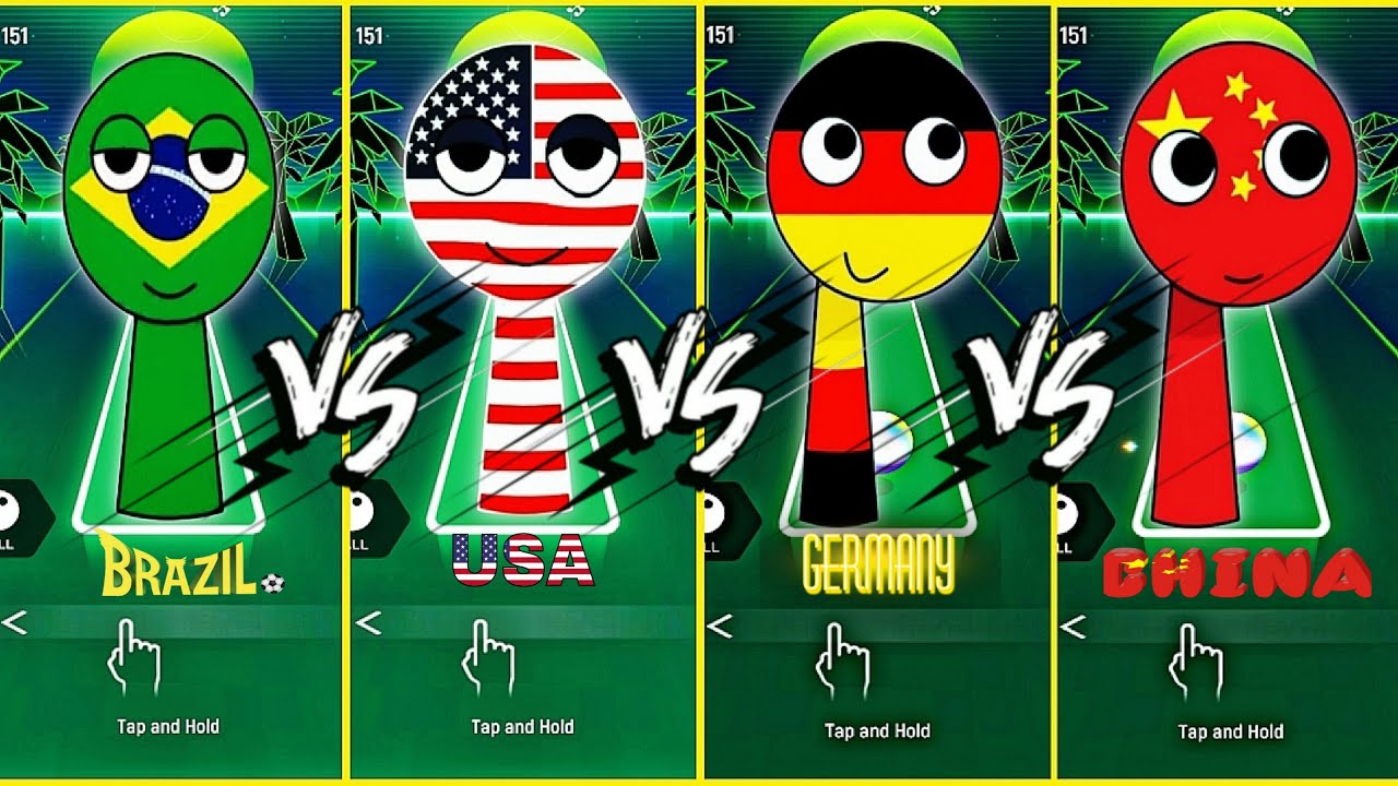 SPRUNKI OC BRAZIL 🆚 USA 🆚 GERNMANY 🆚 CHINA COFFIN DANCE SONG COVER 🎼 IN TILES HOP