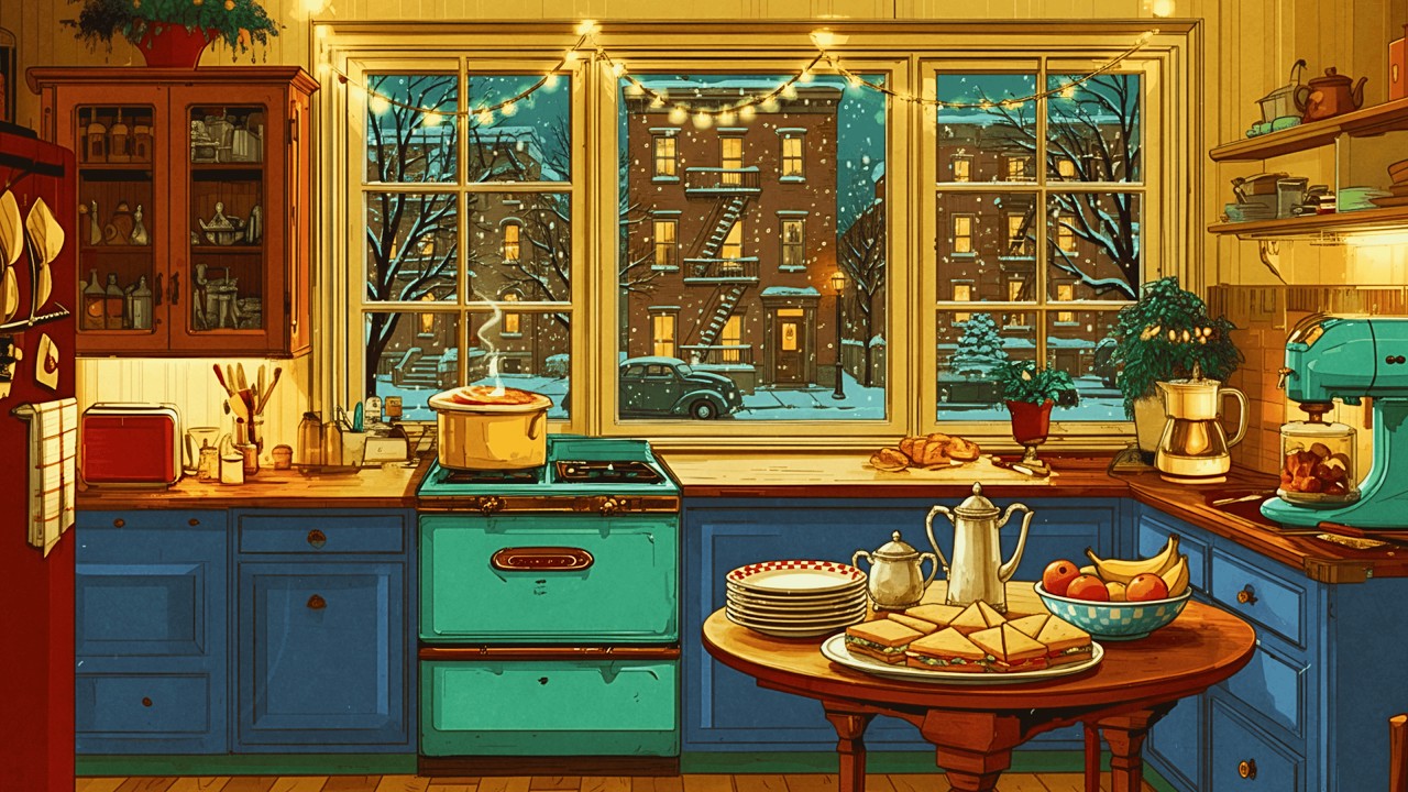 Vintage Jazz in a Cozy New York Apartment on a Snowy 1940s Night | Warm Ambience to Relax