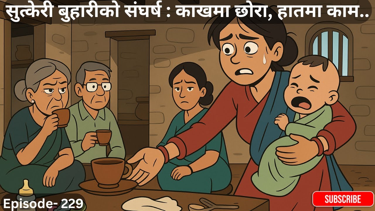 सुत्केरी बुहारीको संघर्ष : काखमा छोरा, हातमा काम... - 229 #kathamandap #suspensestories #lokkatha