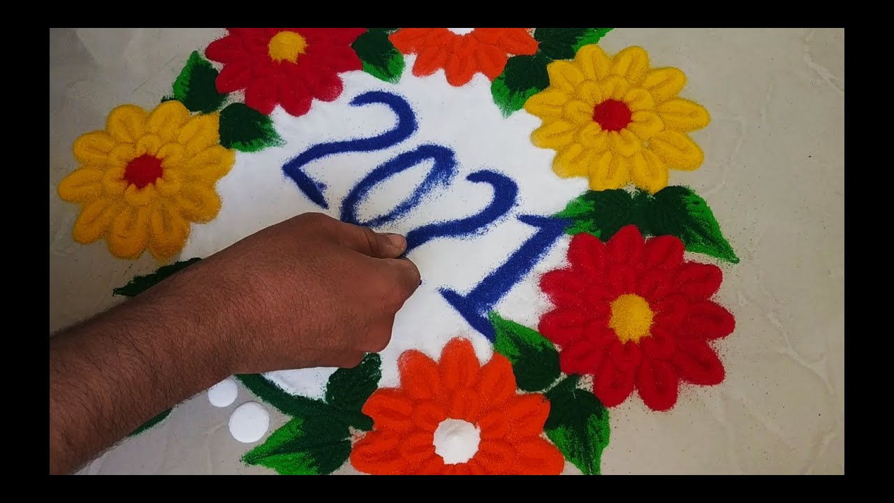 Easy and Small New Year 2021 Rangoli || Rangoli Design