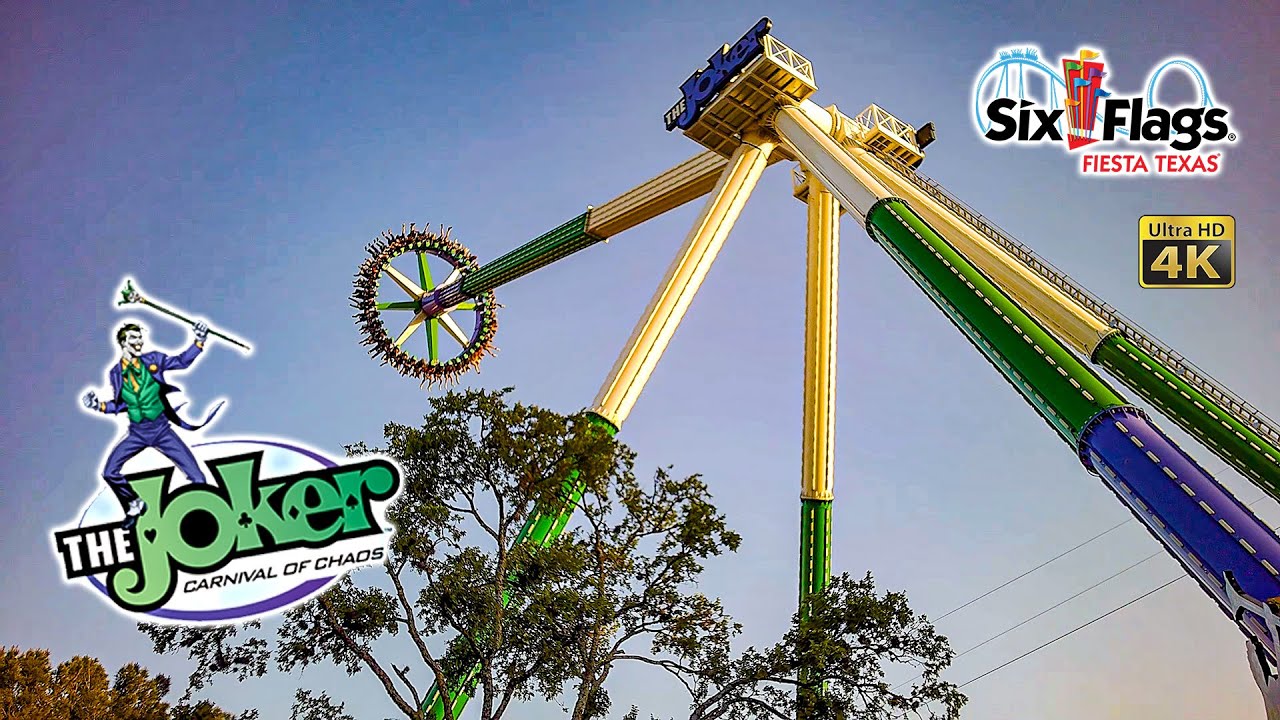 April 2022 The Joker Carnival of Chaos On RIde 4K POV with Queue Six Flags Fiesta Texas