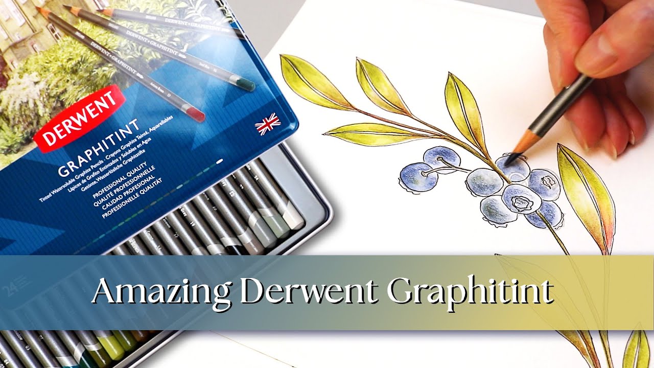 1st time using graphite watercolor pencils | Unboxing, swatching, coloring | Derwent Graphitint