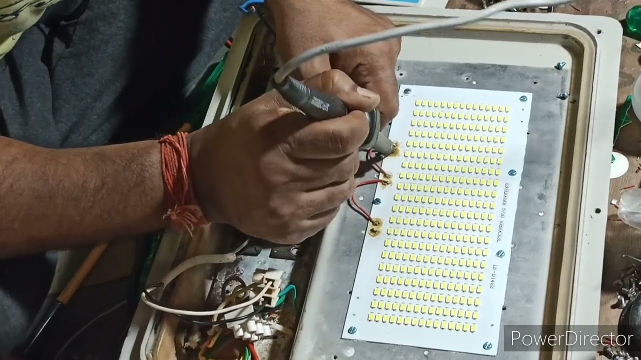 LED FLOOD LIGHT REPAIR.How to repair 150 watt flood light.
