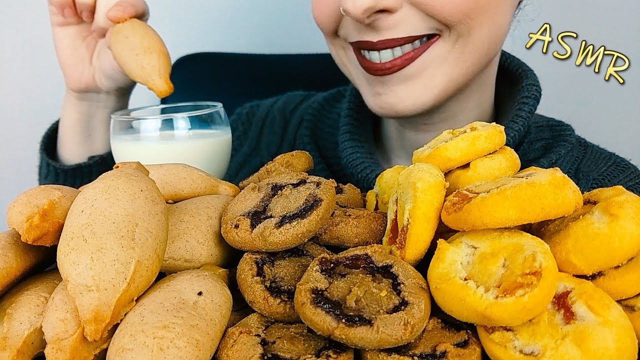 ASMR Dessert: Assorted Fruit Jam filled Soft Cookies & Milk | No Talking