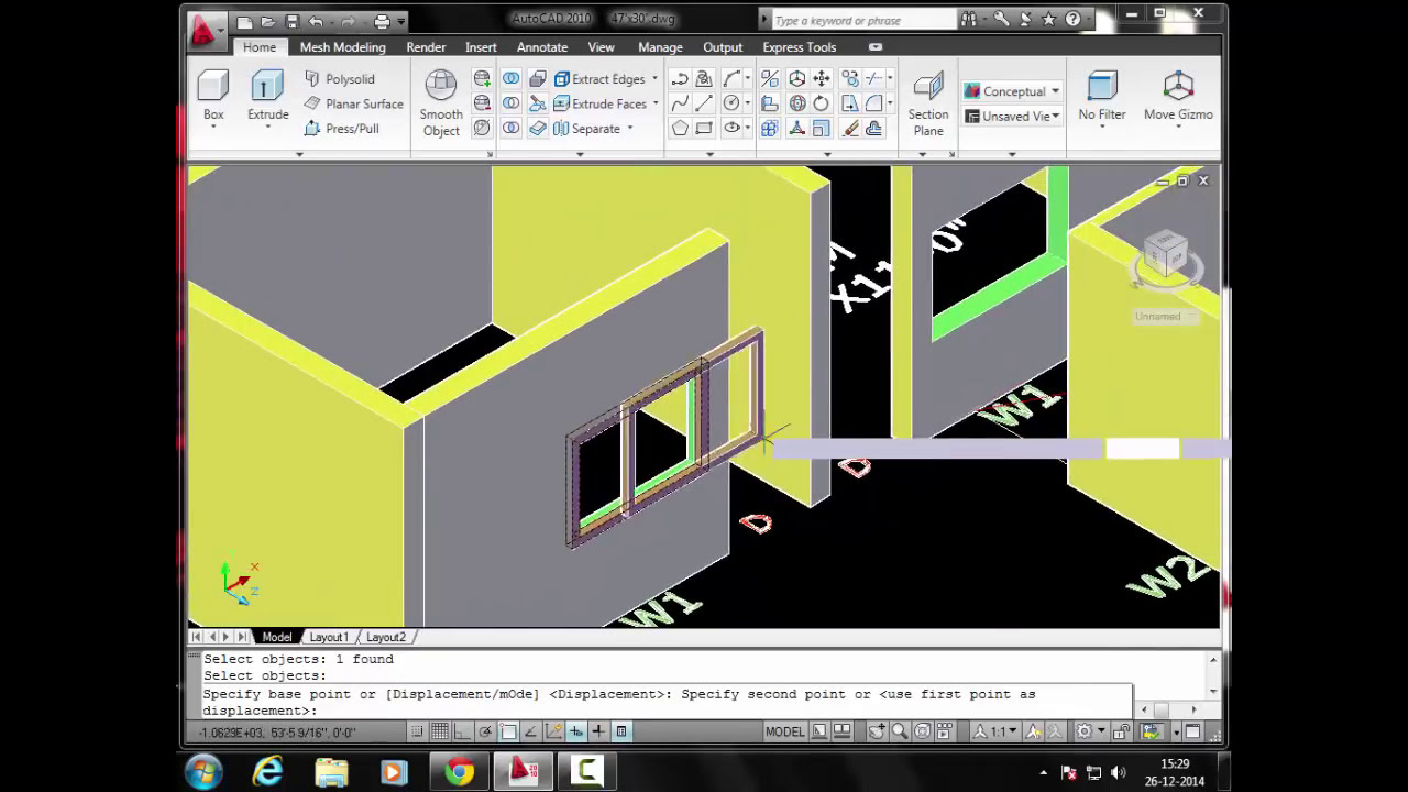 How To Create 3D Window In Autocad 2010 || How to create 3D plan in Autocad || Autocad Hindi ||