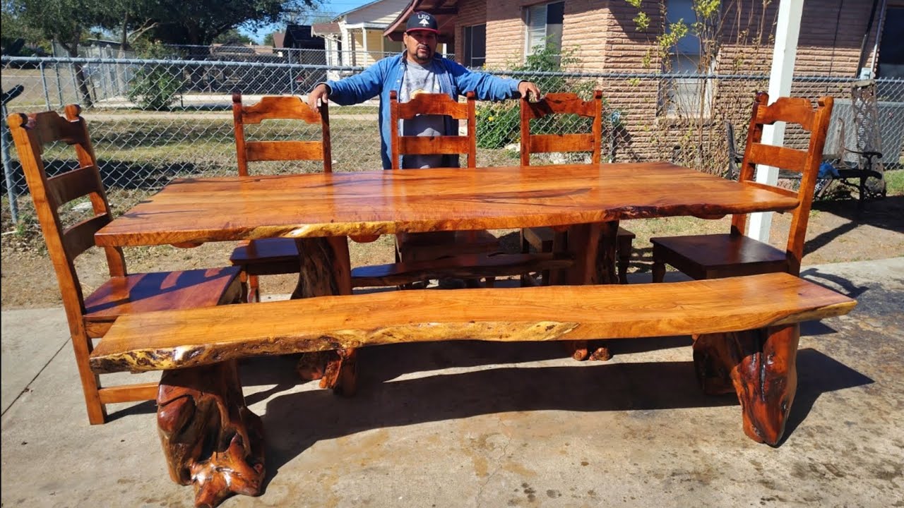 Amazing Root Base Mesquite Table Including A Bench And Chairs! #wood 