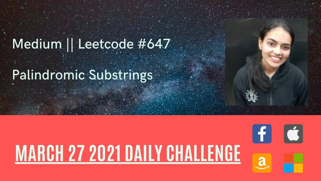 #Leetcode 647. Palindromic Substrings | Count distinct palindromic substrings in a string