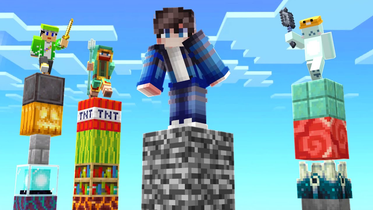 最強の実況者4人を空中の柱の上で2vs2させてみた【Minecraft】【マイクラ】