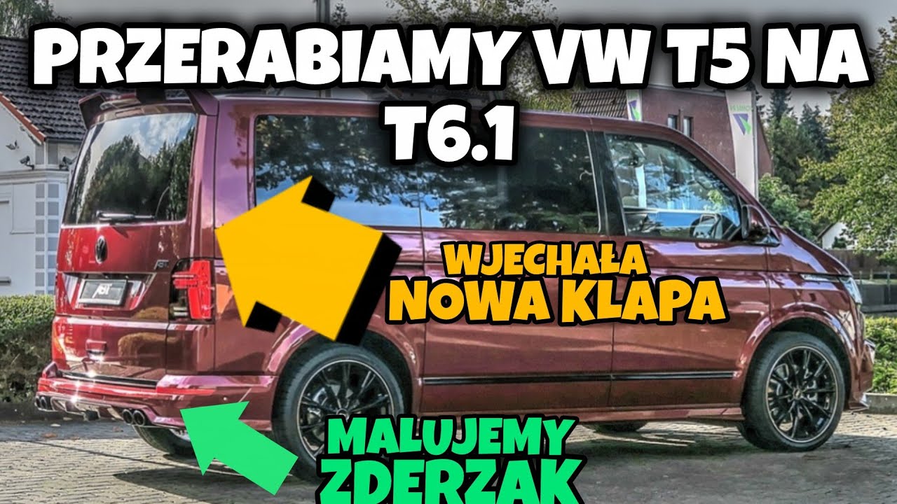 Przeróbka VW T5 ➡️ T6.1 – Szlifujemy, Lakierujemy, Montujemy tylną klapę z t6.1 🔥