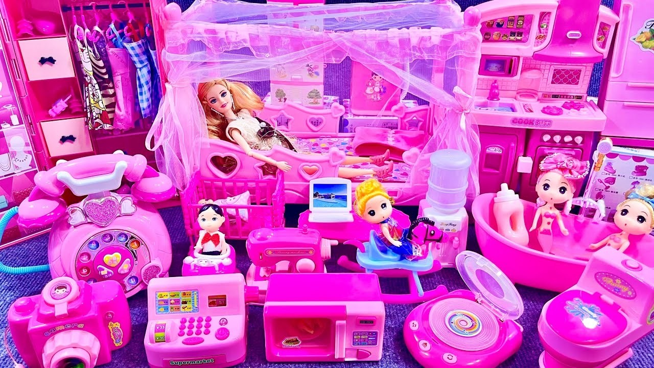 19 Minutes Satisfying with Unboxing Barbie Princess Pink Kitchen, Rock Bed Play Set Review Toys｜ASMR