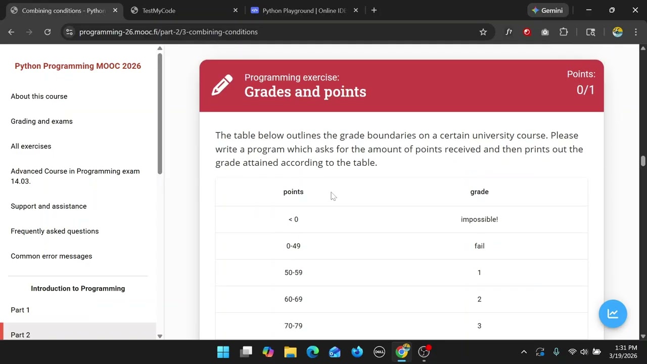 Python Programming MOOC 2026 - Part 2.3.2 Logical Operator Exercises