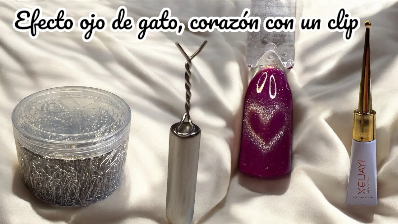 cómo hacer un corazón Esmaltes ojo de gato con un clip y un imán ￼